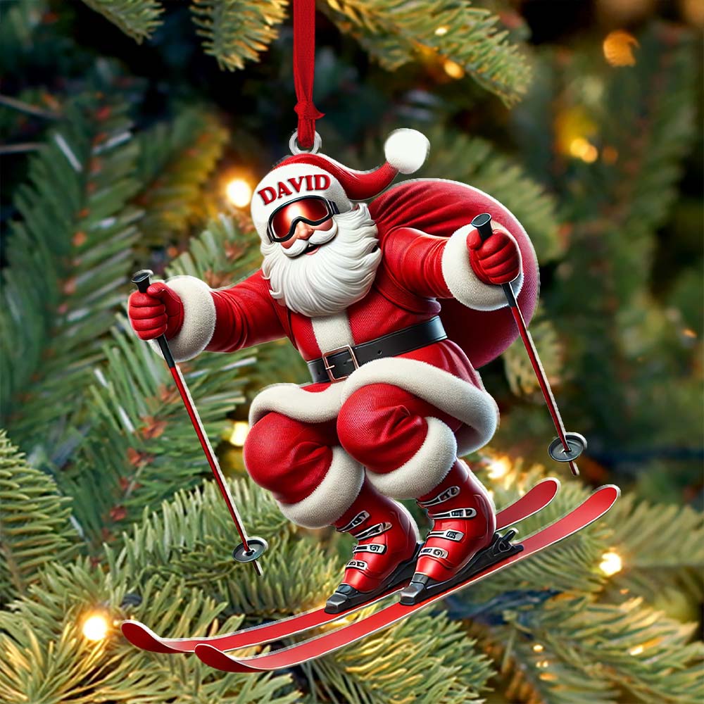 Blisscorners Santa Skiing Christmas Ornament, Personalized Ornaments2D Flat LM2211