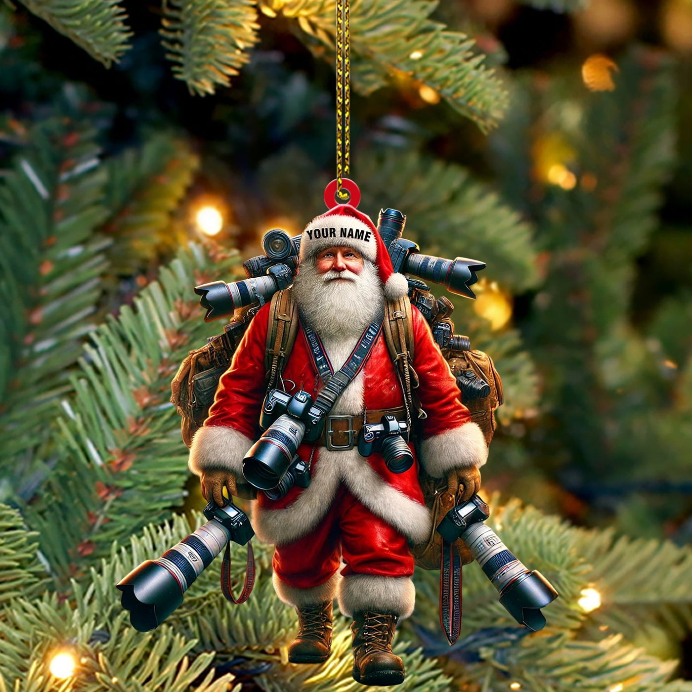 Blisscorners Photographer Santa Home Decor Christmas Ornament, Personalized Ornament2D Flat LM2211