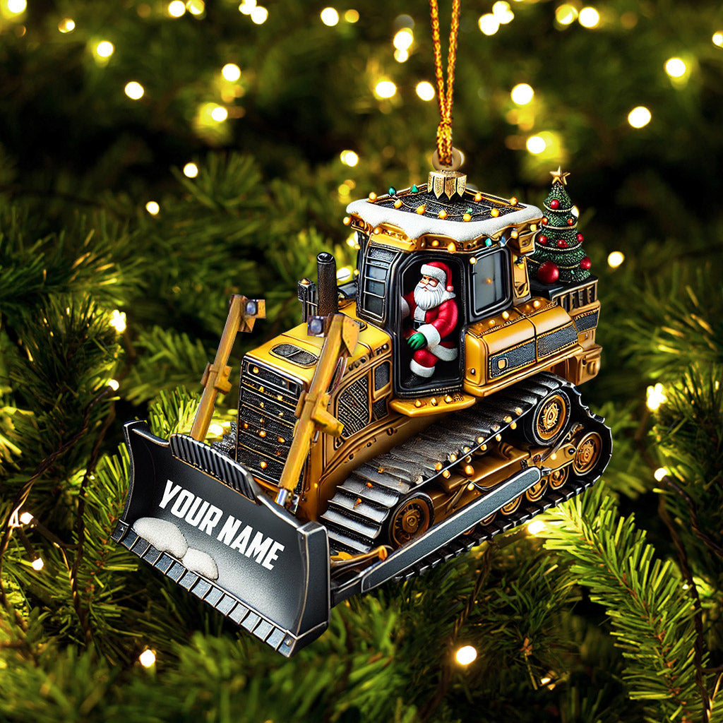 Blisscorners Santa Rides Snowplow Christmas Ornament, Personalized Ornament2D Flat LM2211