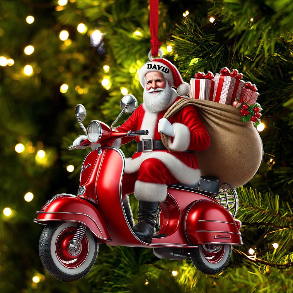 Blisscorners Custom Name Santa Ornament, MotoBike Ornament, Christmas Gift Decoration2D Flat LM2111