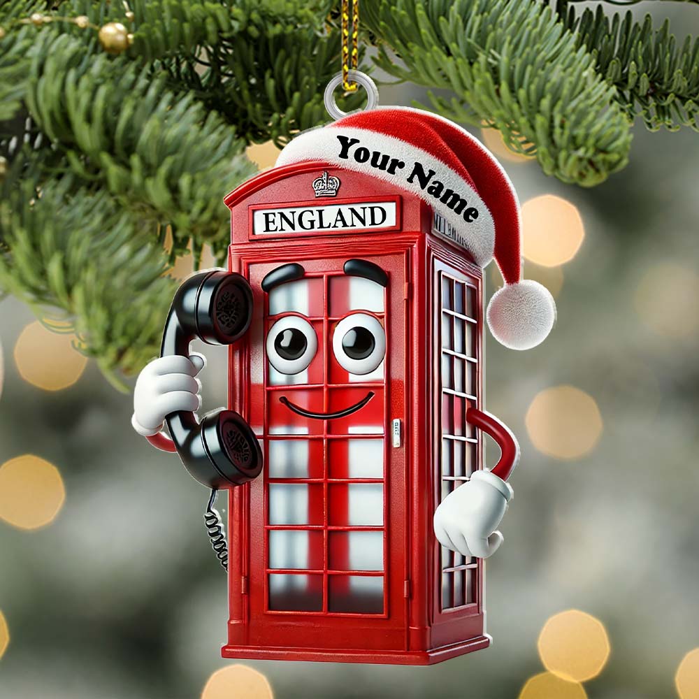 Blisscorners England Red Telephone Box Christmas Ornament, Personalized Ornament2D Flat LM2211