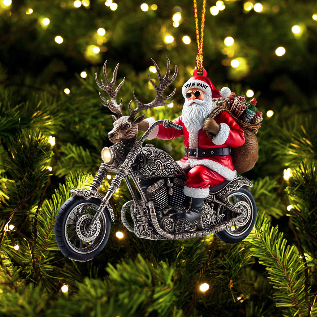 Blisscorners Moto Santa Home Decor Christmas Ornament, Personalized Ornament2D Flat LM2211