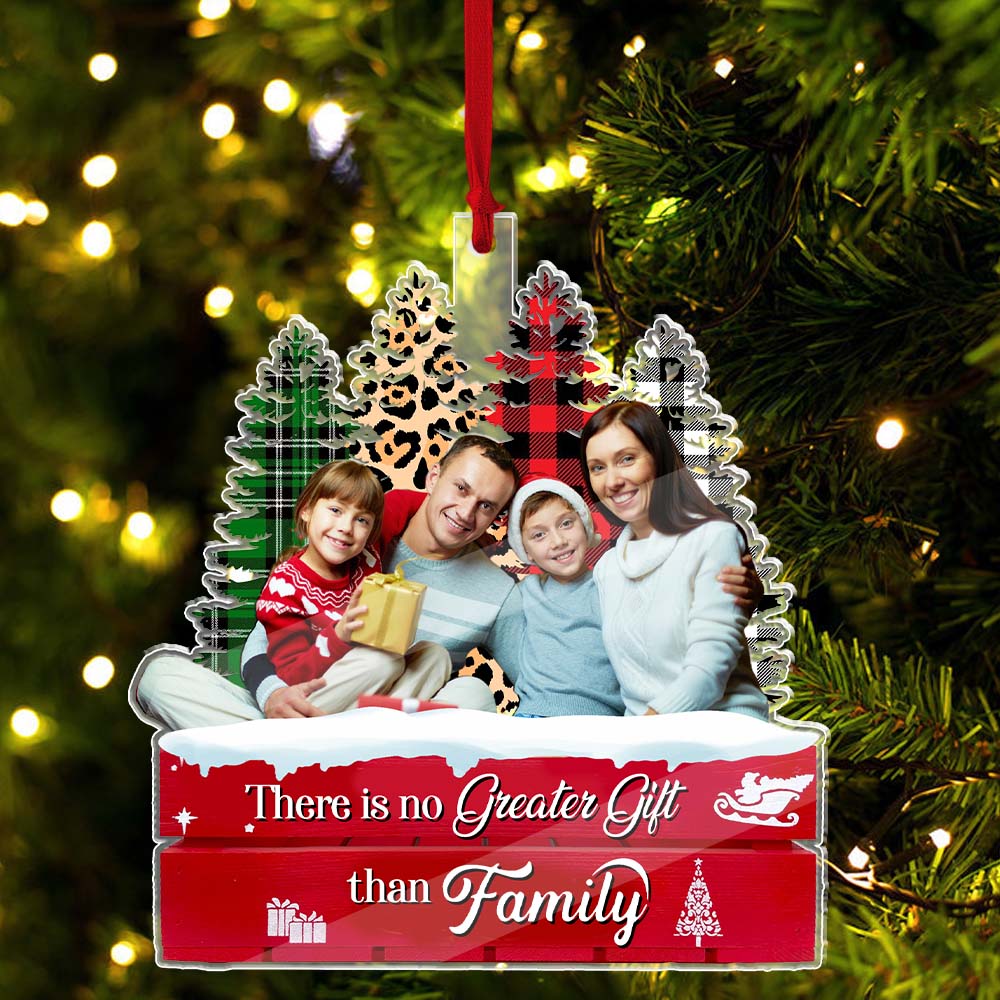 Blisscorners There Is No Greater Gift Than Family - Custom Photo, Personalized Acrylic Ornament - Gift For Christmas, Family Gift2D Flat LM2111
