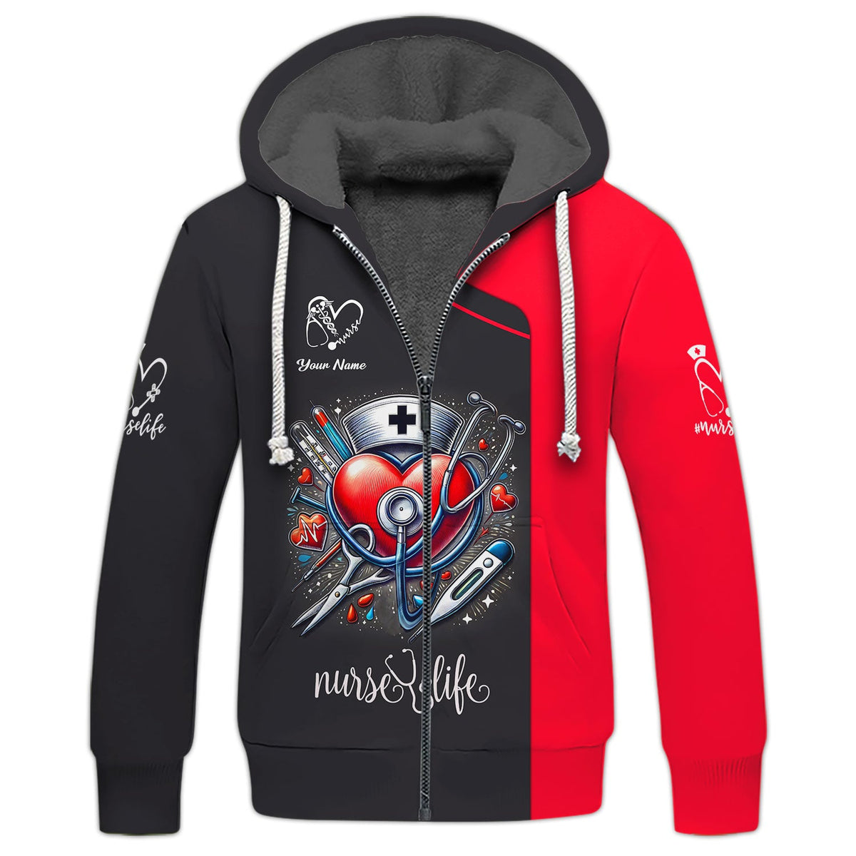 Blisscorners 3D Full Print Heart With Nursing Tools T-Shirts Personalized Name Gift For Nurse Lovers