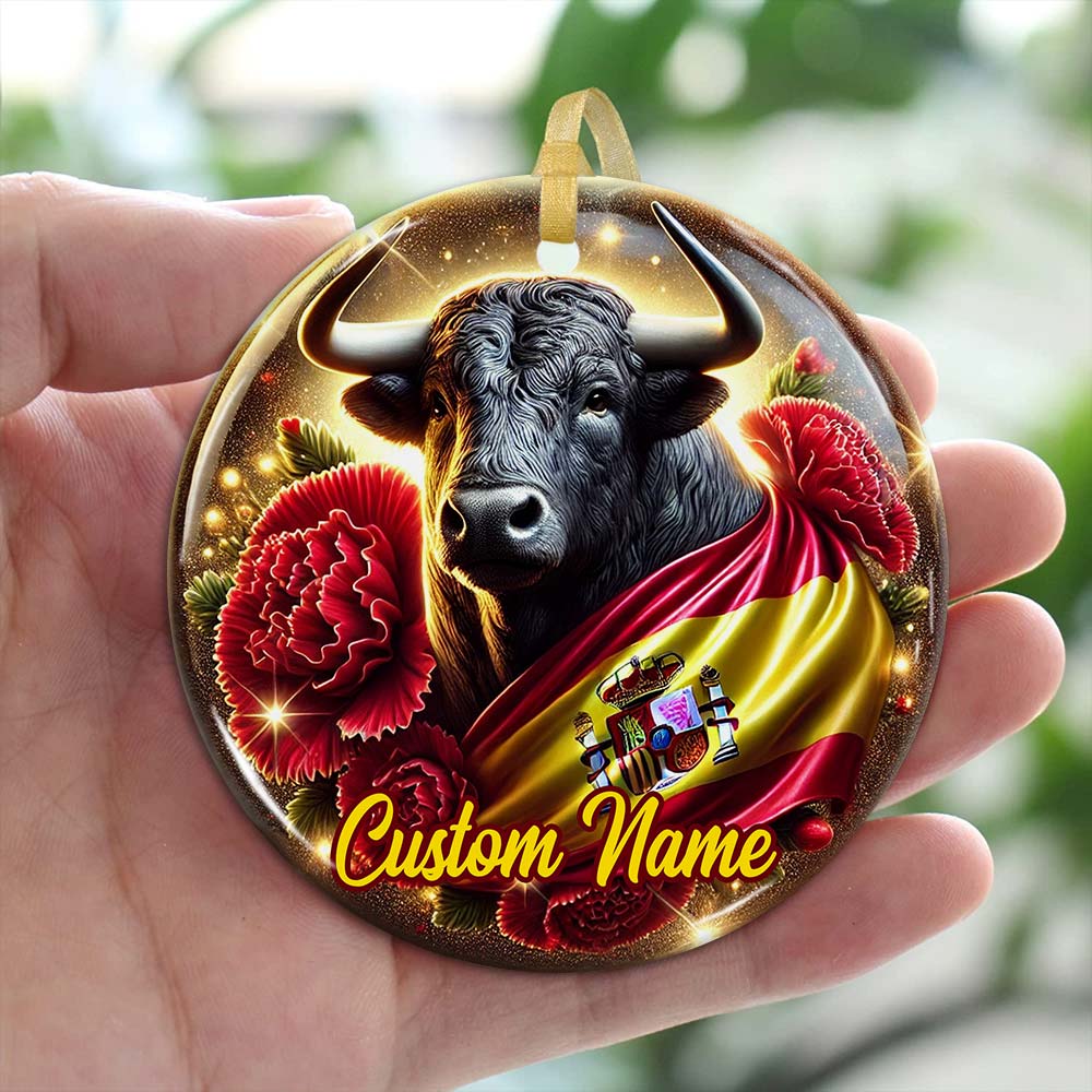 Blisscorners Custom Name Spain Ornament, Christmas Gift for Spain Lover2D Flat LM2211