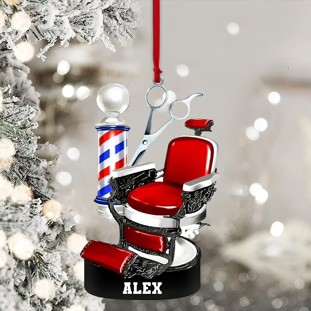 Blisscorners Custom Barber Chair Ornament, Personalized Ornament2D Flat LM2211