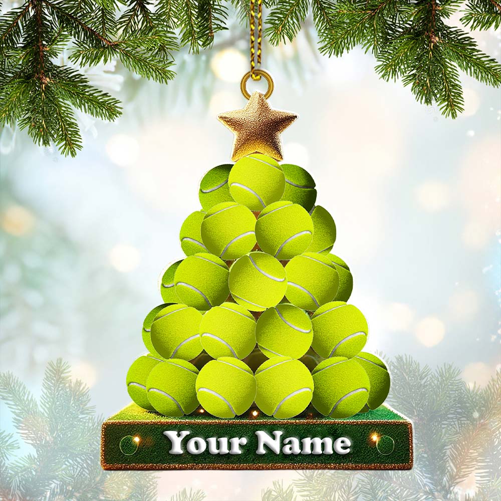 Blisscorners Tennis Ball Tree Christmas Ornament, Personalized Ornament42D Flat LM2211