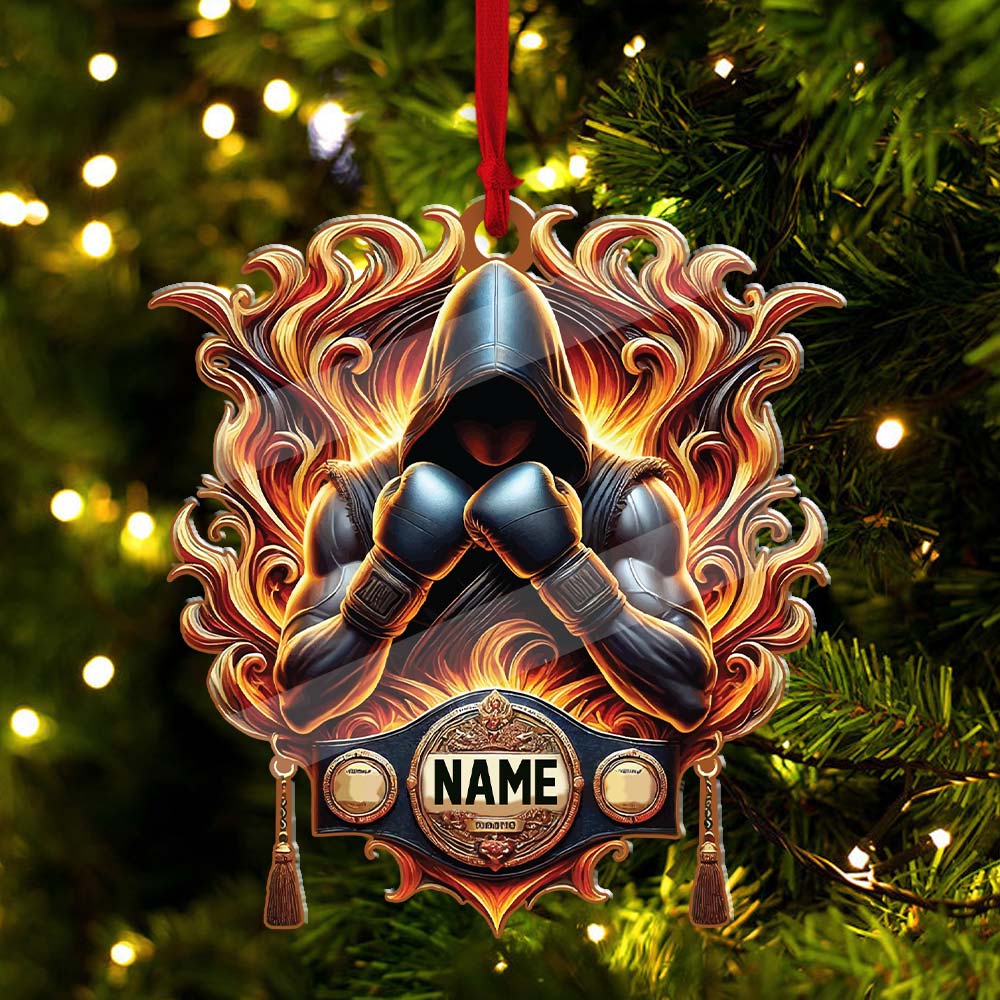 Blisscorners Custom Name Ornament, Boxing Fire2D Flat LM2211