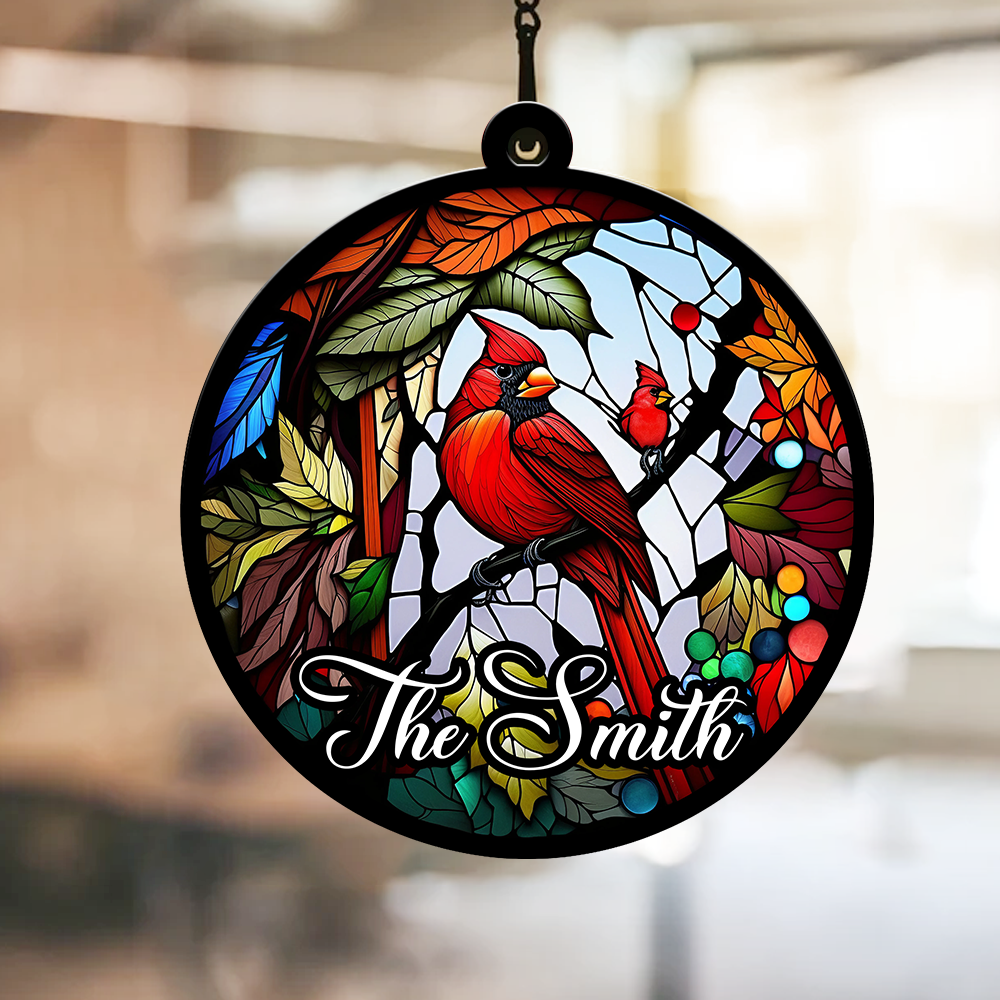 Blisscorners Cardinal Remembrance Gifts - Custom Background And Name - Personalized Acrylic Ornament - Window Ornament2D Flat LM2111