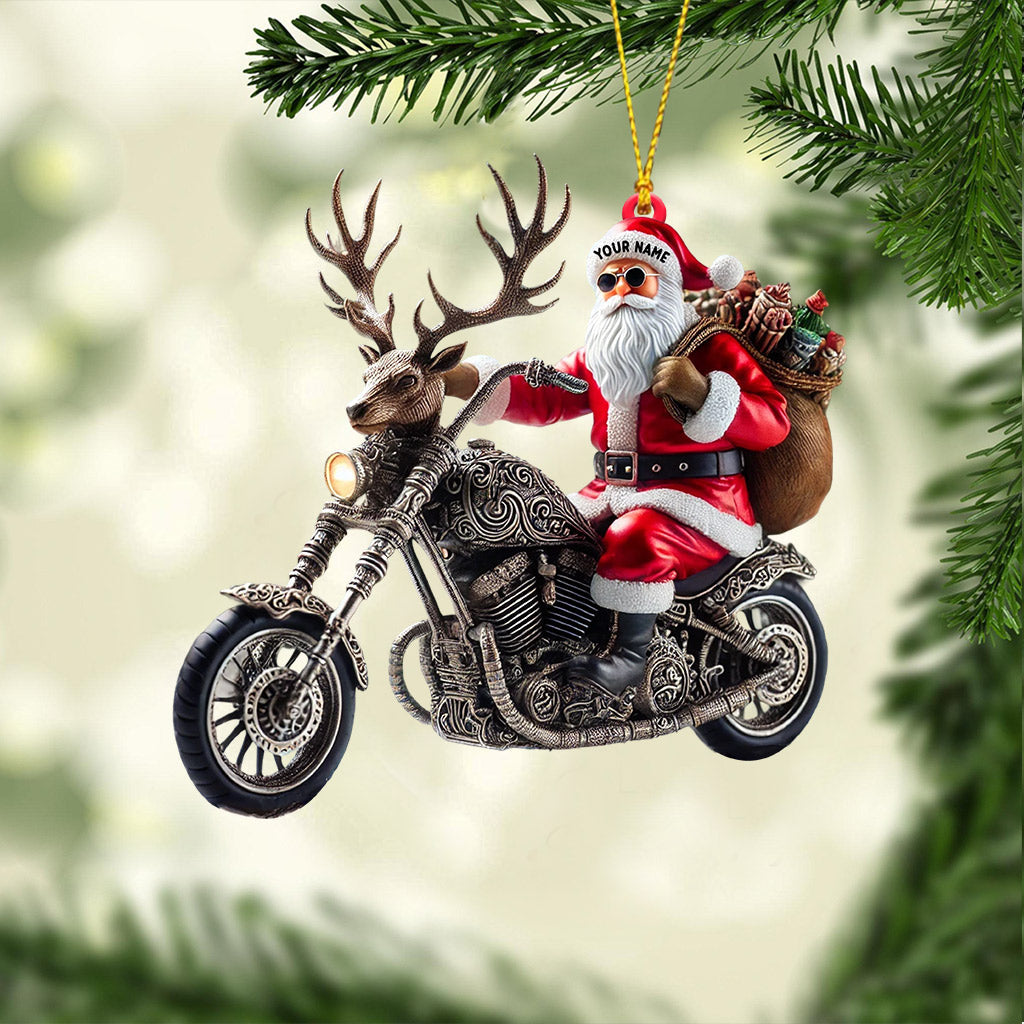 Blisscorners Moto Santa Home Decor Christmas Ornament, Personalized Ornament2D Flat LM2211