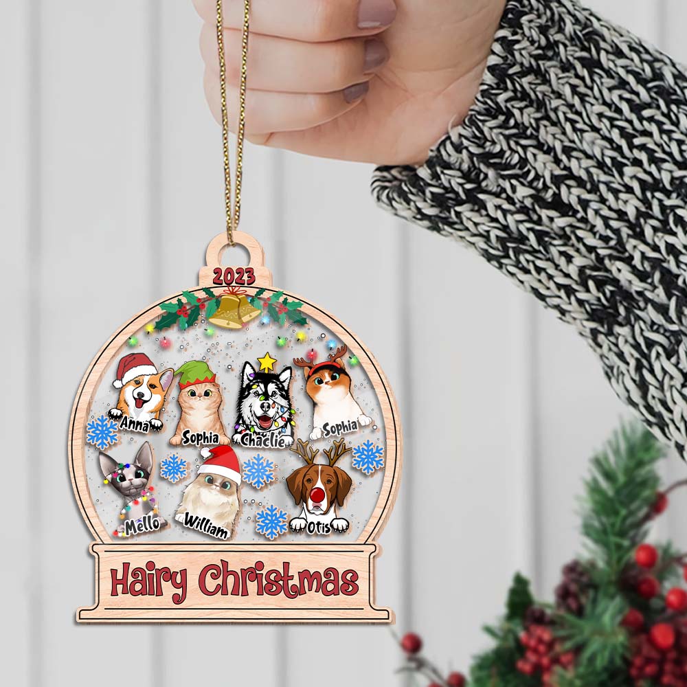 Blisscorners Personalized Ornament - Hairy Christmas - Pet Christmas - Custom Shaker Ornament2D Flat LM2111