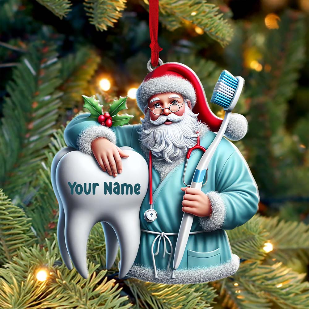 Blisscorners Santa Dentist Ornament, Personalized Ornament2D Flat LM2211