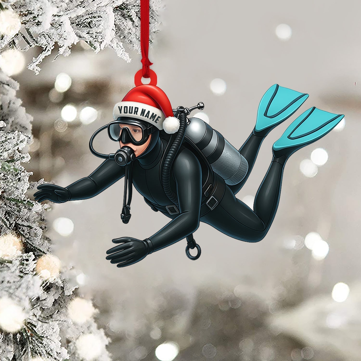 Blisscorners Diver Santa, Home Decor, Christmas Ornament, Personalized Ornament2D Flat LM2111