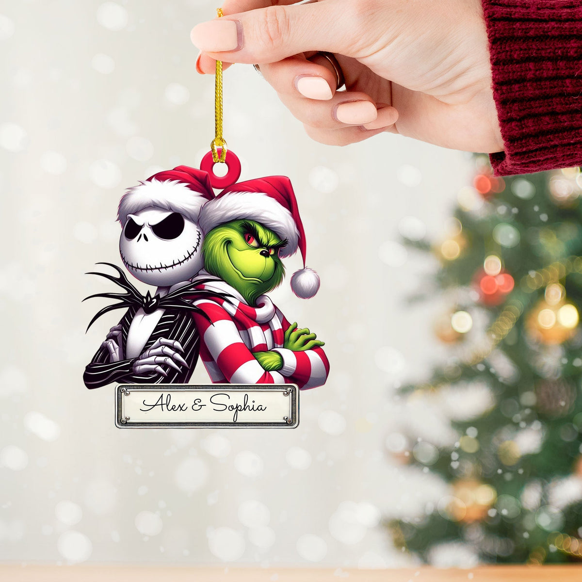 Blisscorners Custom Ornament, Couple ELF Ornament, Christmas Decor2D Flat LM2211