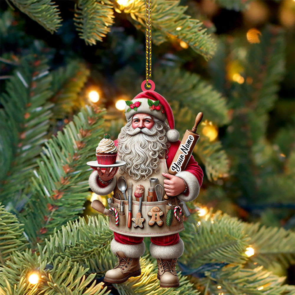 Blisscorners Christmas Baker Santa Ornament, Personalized Ornament2D Flat LM2211