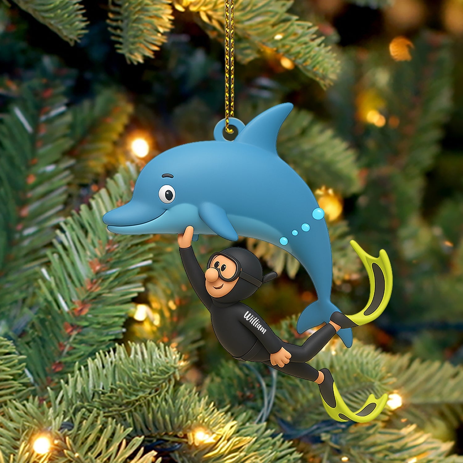 Blisscorners Dolphin Trainer Home Decor, Christmas Ornament, Personalized Ornaments2D Flat LM2111