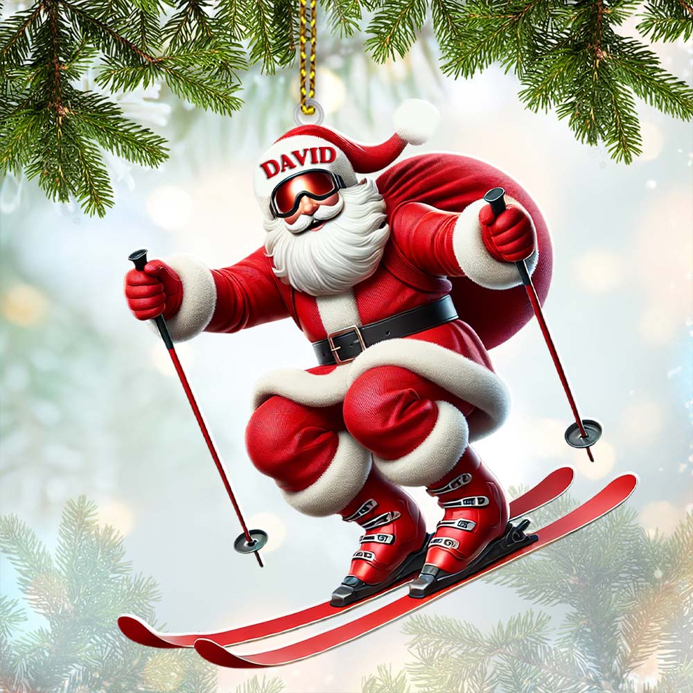 Blisscorners Santa Skiing Christmas Ornament, Personalized Ornaments2D Flat LM2211