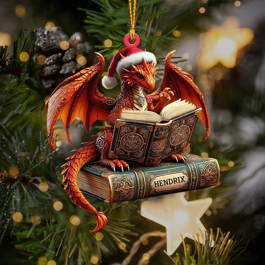 Blisscorners Dragon Reading Book Christmas Ornament, Personalized Ornament2D Flat LM2211