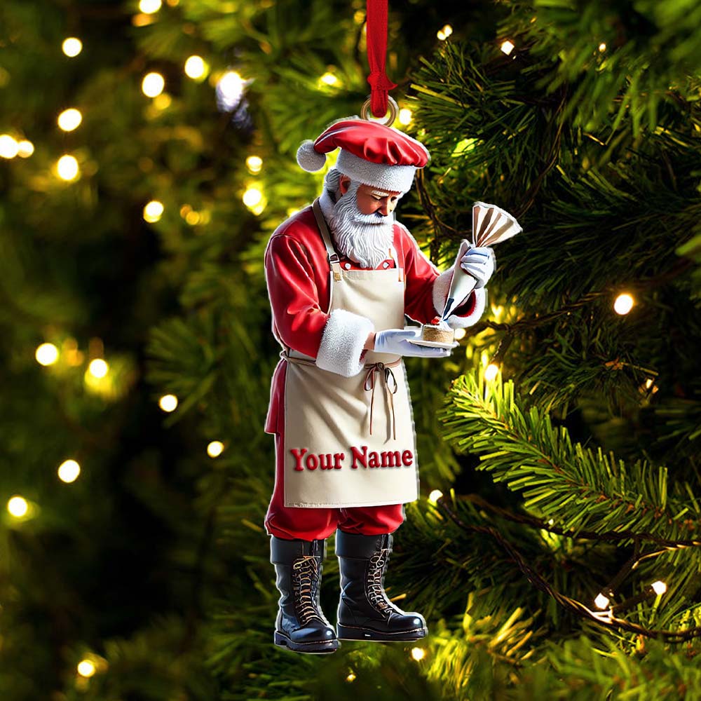 Blisscorners Custom Name Bakery Santa Ornament, Christmas Gift2D Flat LM2211