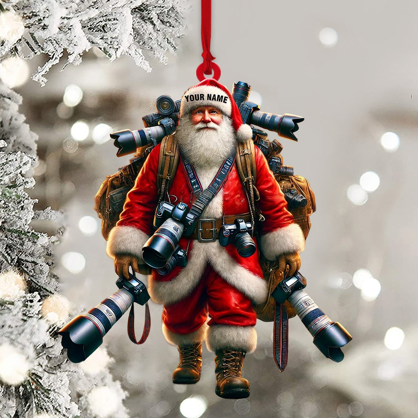 Blisscorners Photographer Santa Home Decor Christmas Ornament, Personalized Ornament2D Flat LM2211