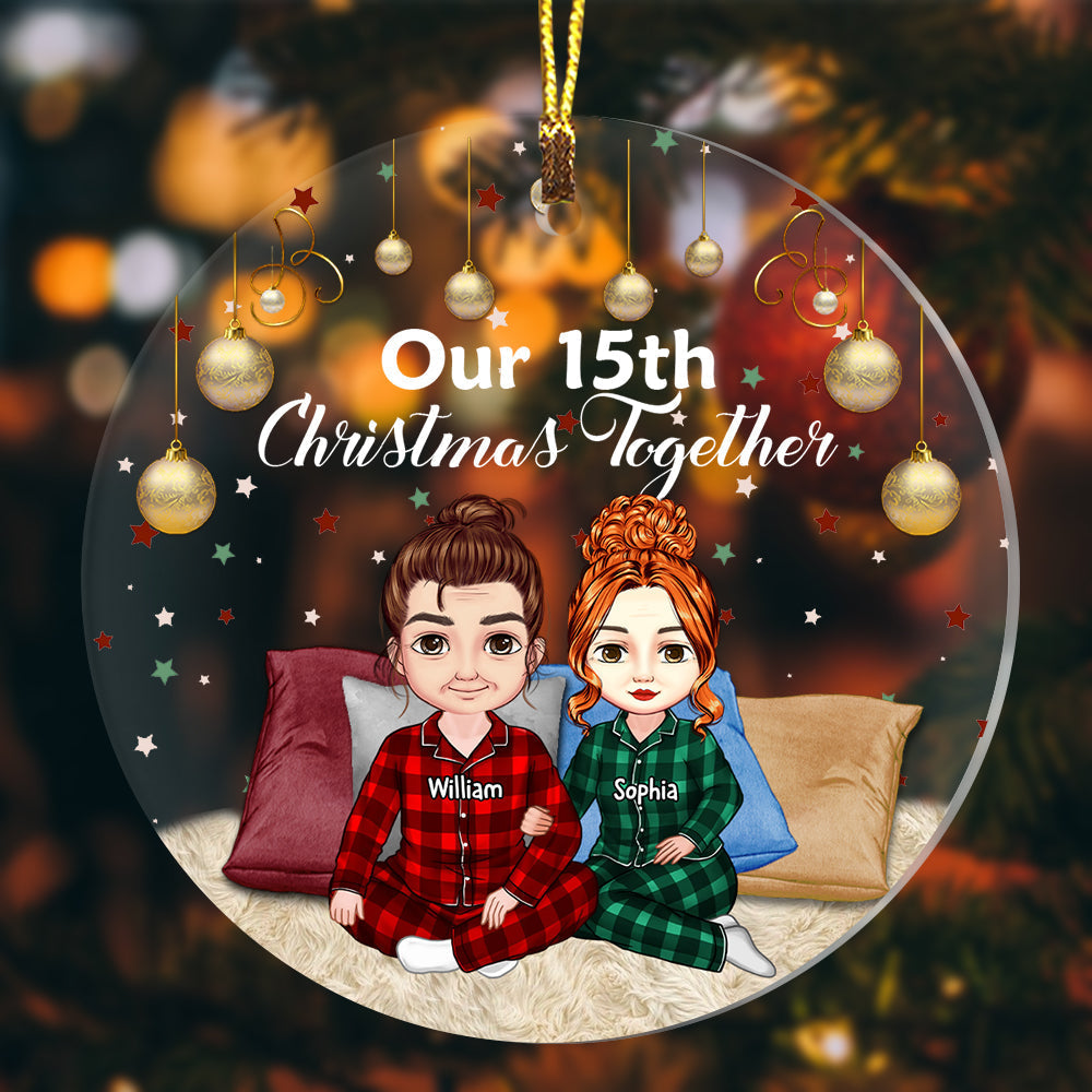 Blisscorners Our Christmas Together - Custom Appearances And Names, Personalized Acrylic Ornament - Gift For Christmas, Family Gift2D Flat LM2111