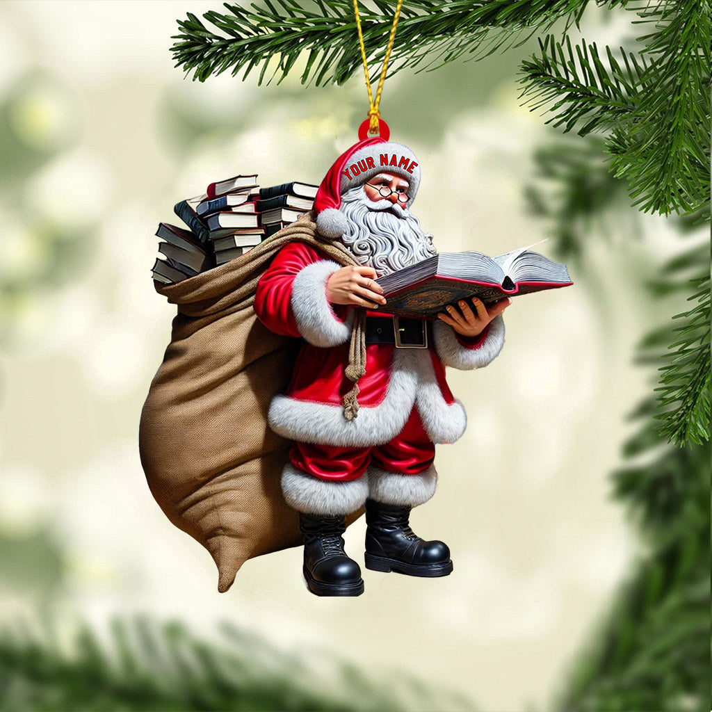 Blisscorners Book Santa Christmas Home Decor Christmas Ornament, Personalized Ornament2D Flat LM2211