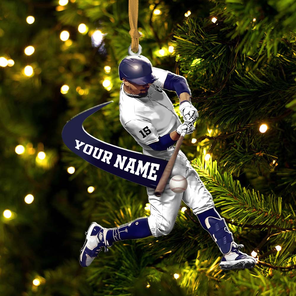 Blisscorners Custom Name Baseball Ornament, Christmas Gift for Baseball Lover2D Flat LM2111