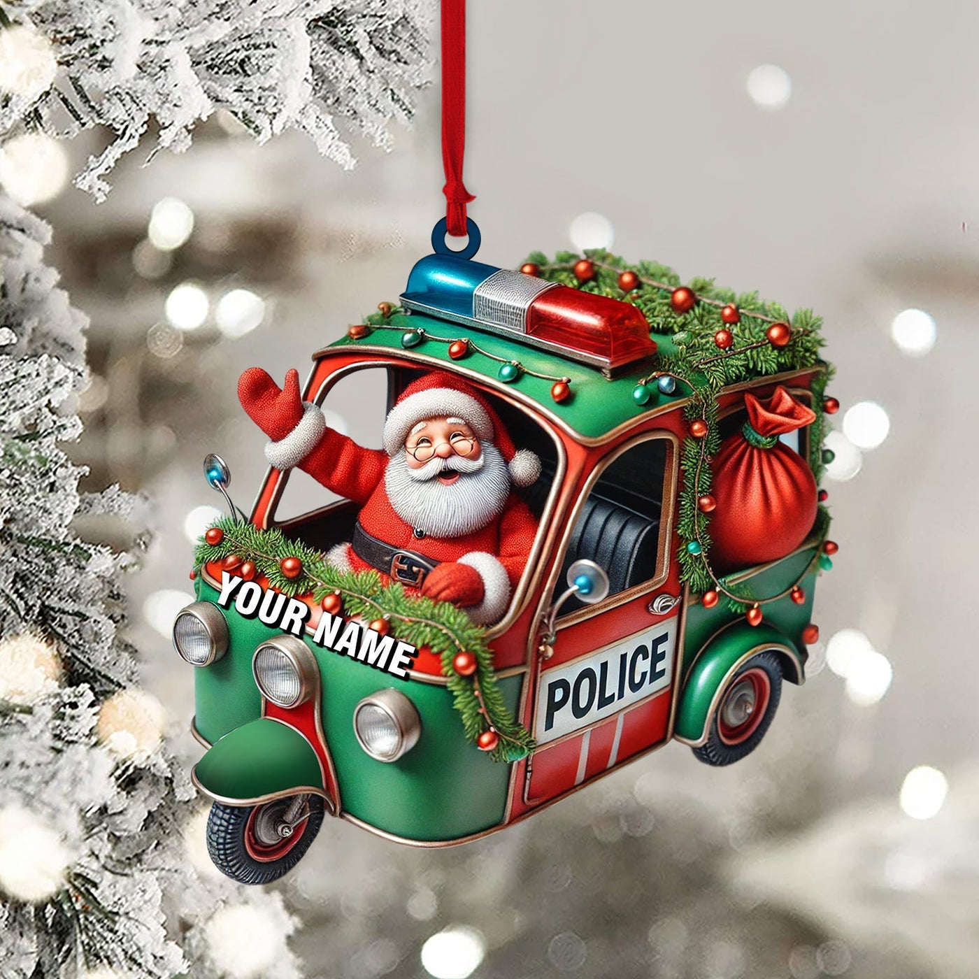 Blisscorners Police Santa Home Decor Christmas Ornament, Personalized Ornament2D Flat LM2211