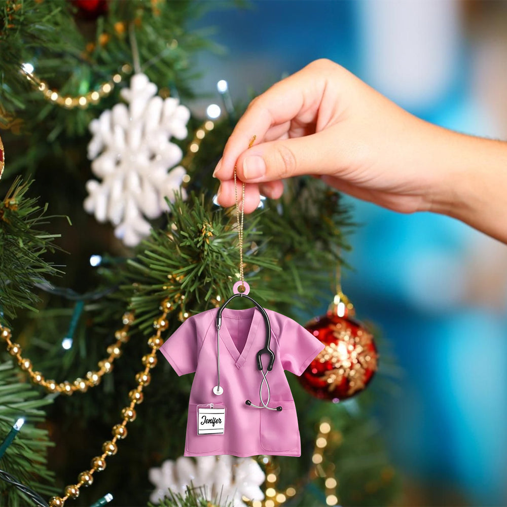 Blisscorners Custom Ornament, Nurse Shirt Shape Ornament, Christmas Decor2D Flat LM2211