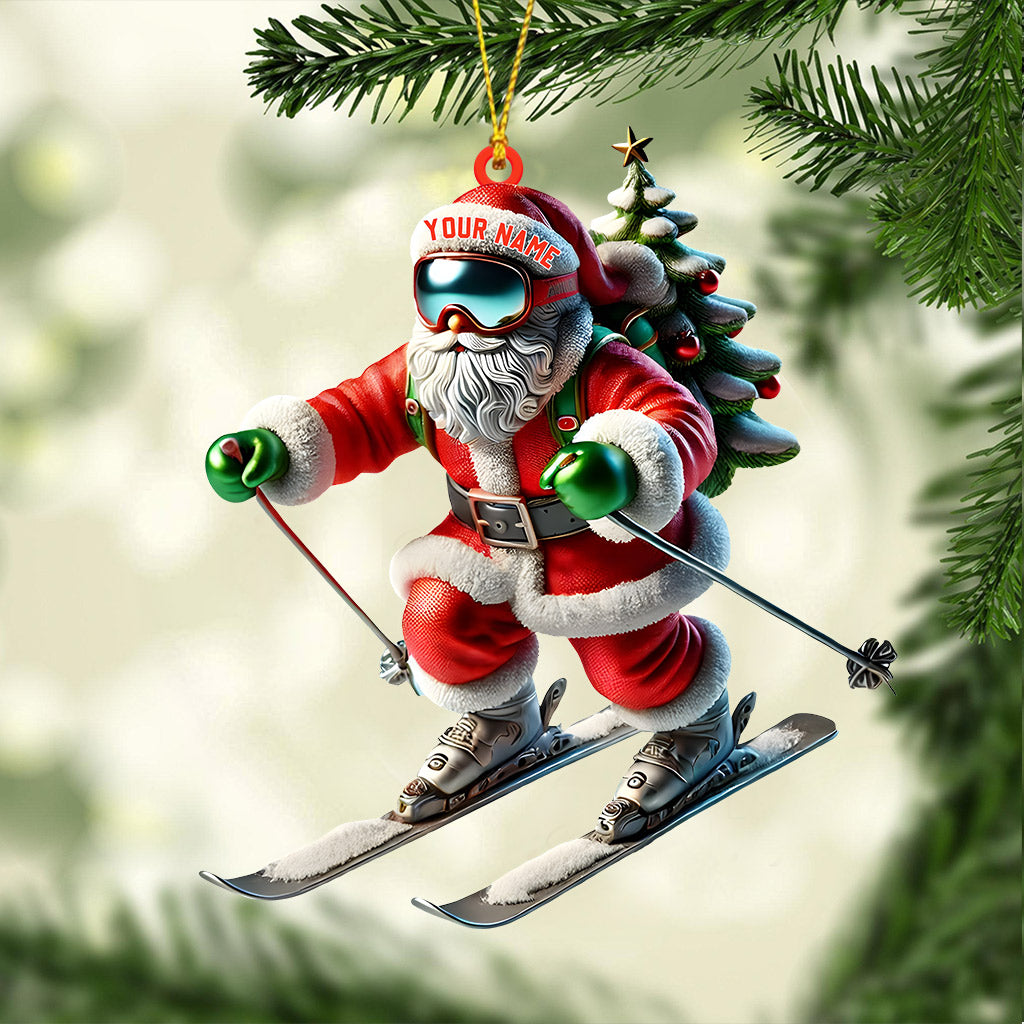 Blisscorners Santa Skiing Christmas Ornament, Personalized Ornament2D Flat LM2211