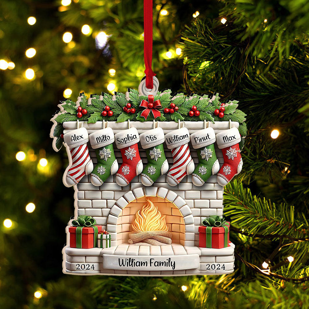 Blisscorners Custom Name Ornament, Christmas Stock Family2D Flat LM2211