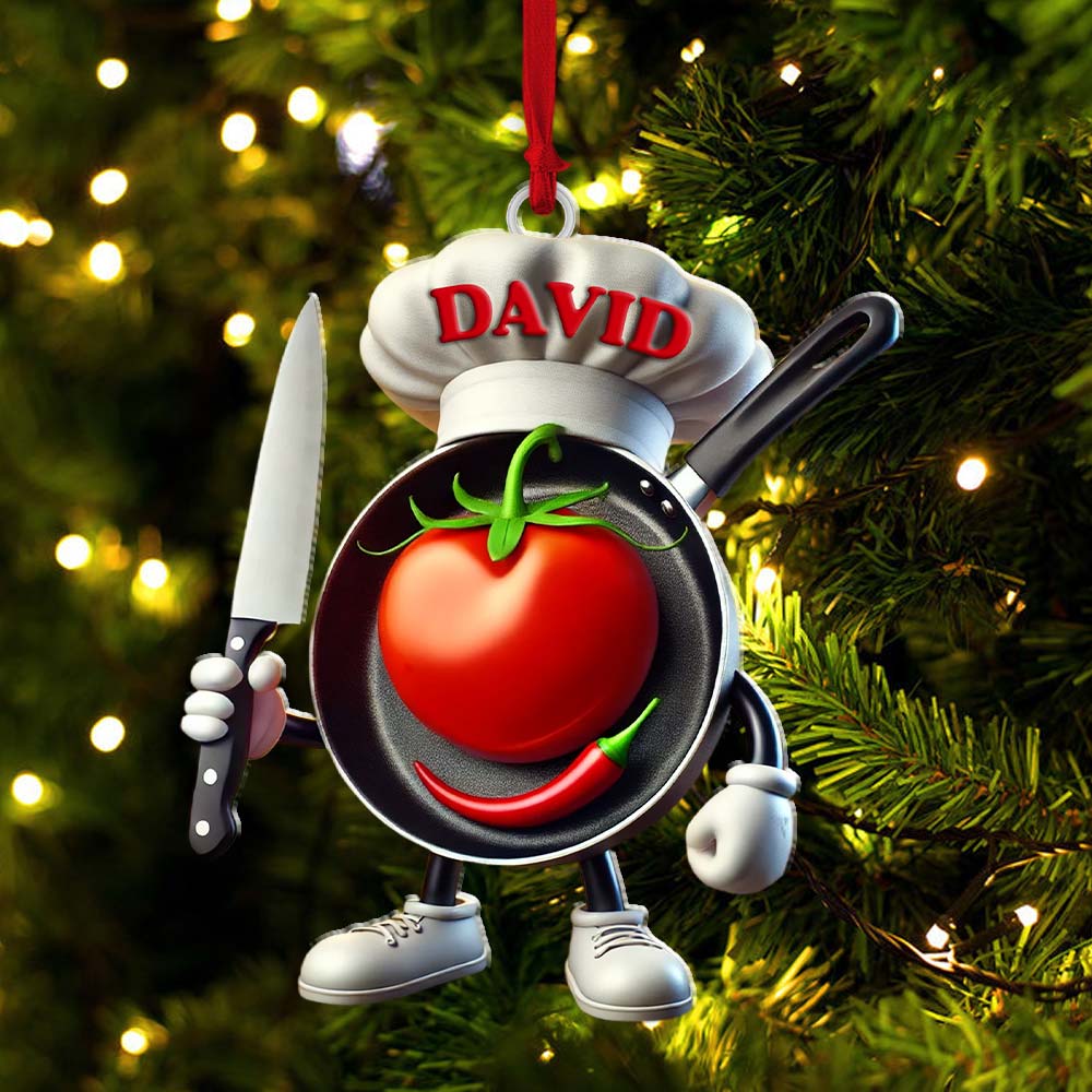 Blisscorners Custom Name Chef Ornament, Chef Christmas Gift2D Flat LM2211