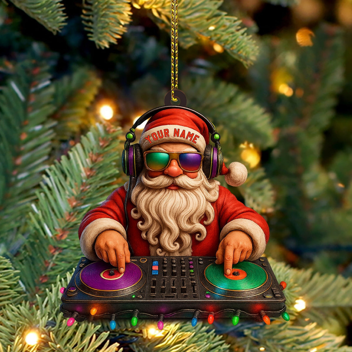 Blisscorners Santa DJ Christmas, Home Decor, Christmas Ornament, Personalized Ornament2D Flat LM2111