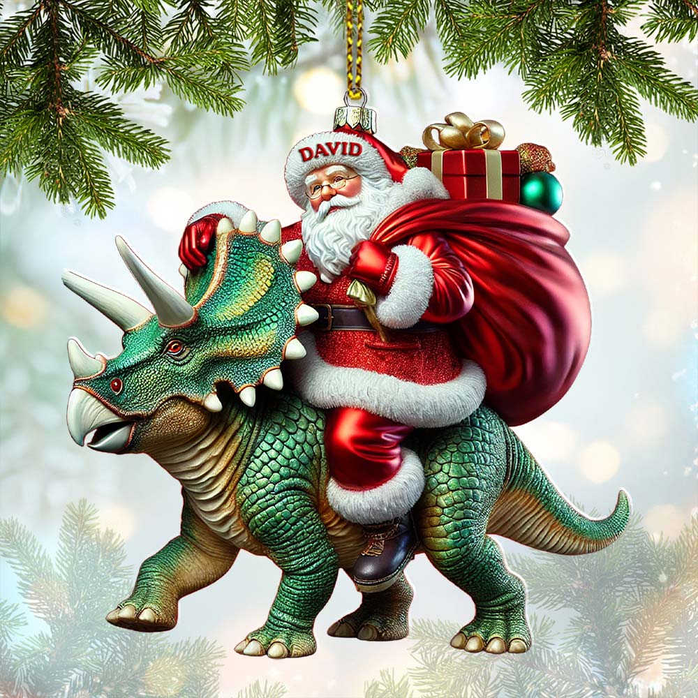 Blisscorners Custom Name Dragon Santa Ornament, Dinosaur Ornament, Dragon Lover Christmas Gift2D Flat LM2111