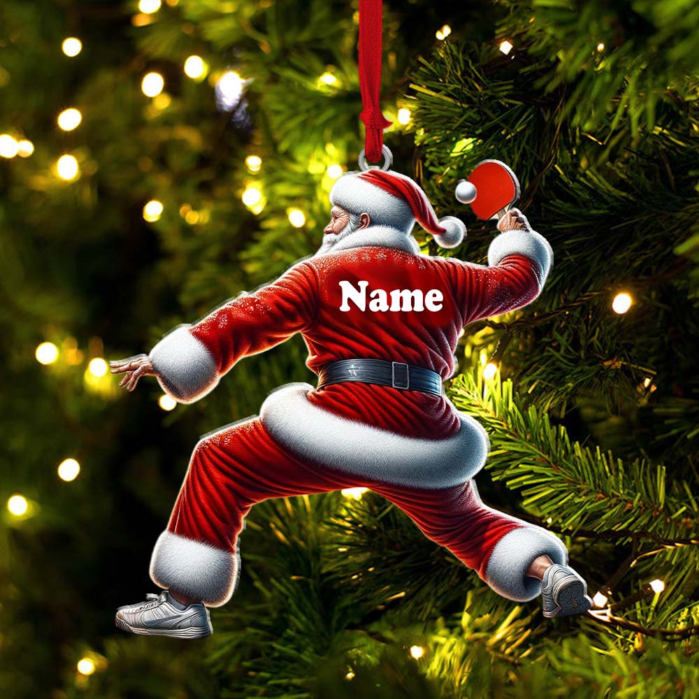 Blisscorners Custom Name Ping Pong Santa Ornament, Ping Pong Christmas Gift2D Flat LM2111