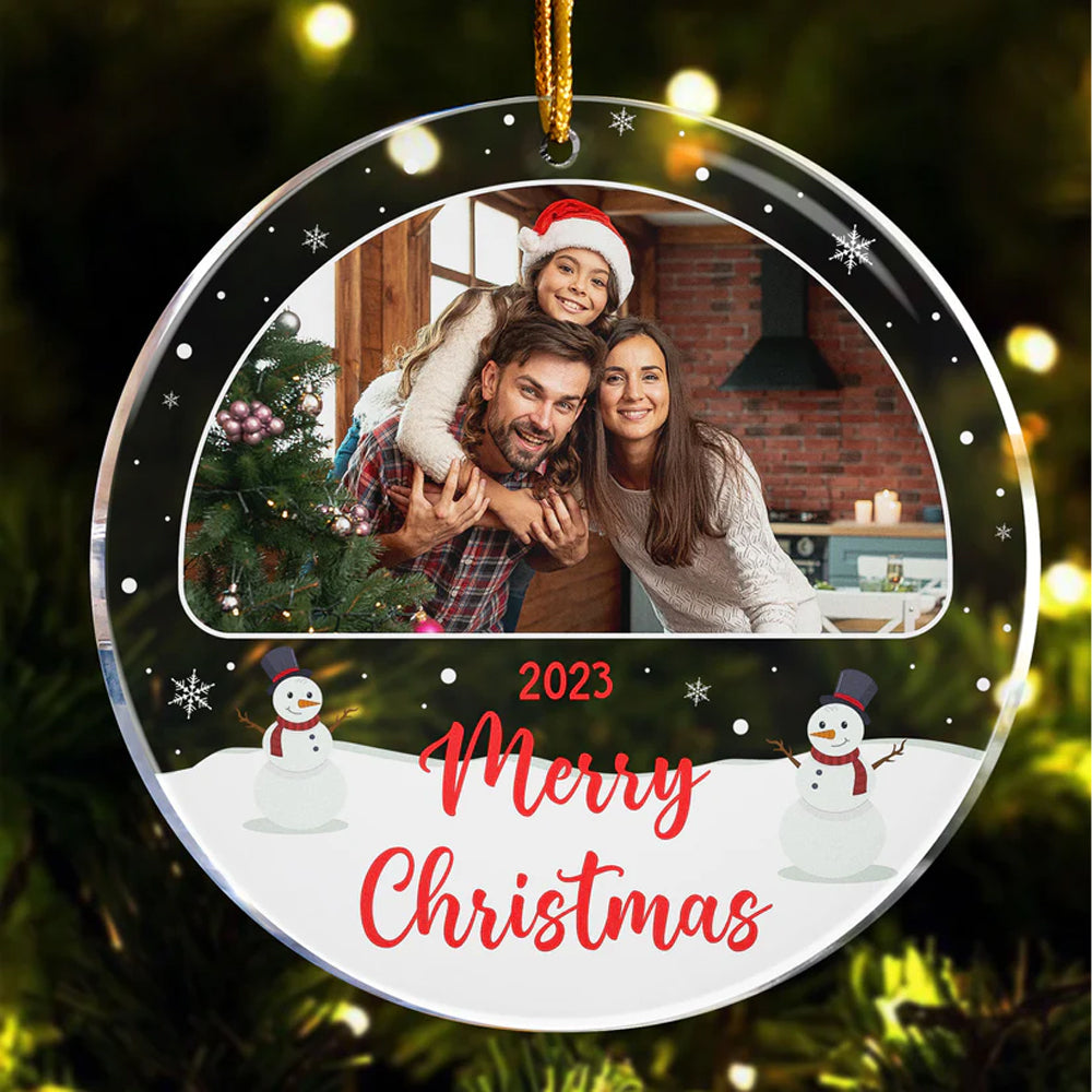 Blisscorners Merry Christmas Family Photo - Custom Photo, Personalized Acrylic Ornament - Gift For Christmas2D Flat LM2111