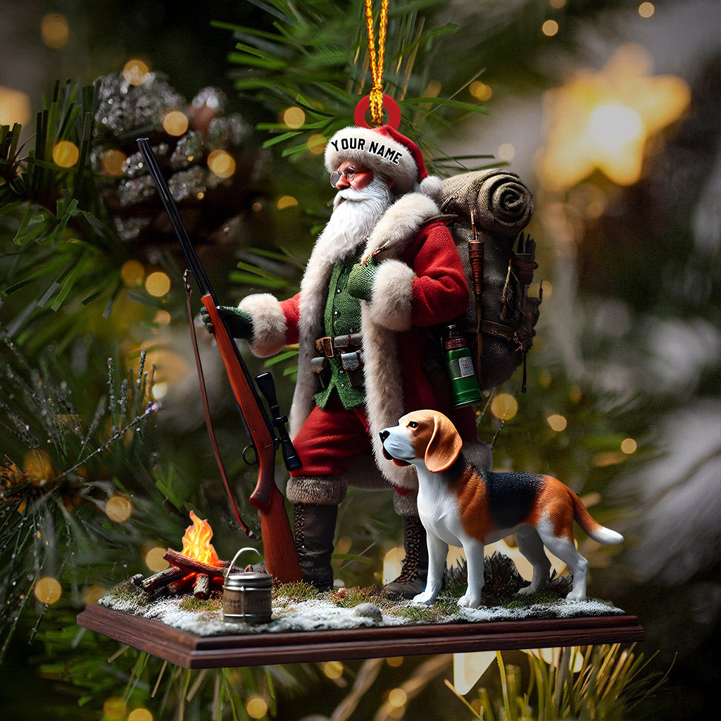 Blisscorners Santa And Dog Christmas Ornament, Personalized Ornament2D Flat LM2211