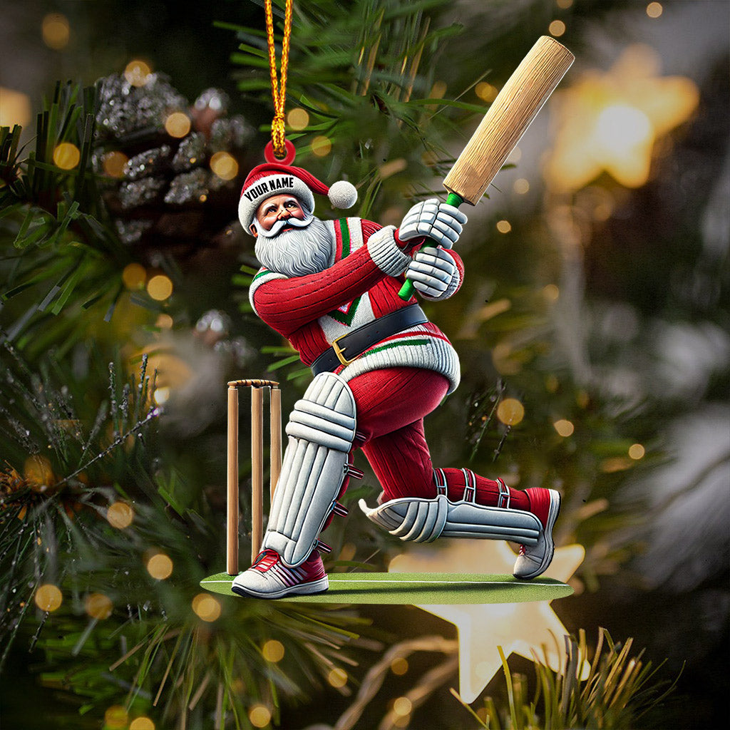 Blisscorners Cricket Ball Santa Pose Christmas Ornament, Personalized Ornament2D Flat LM2211