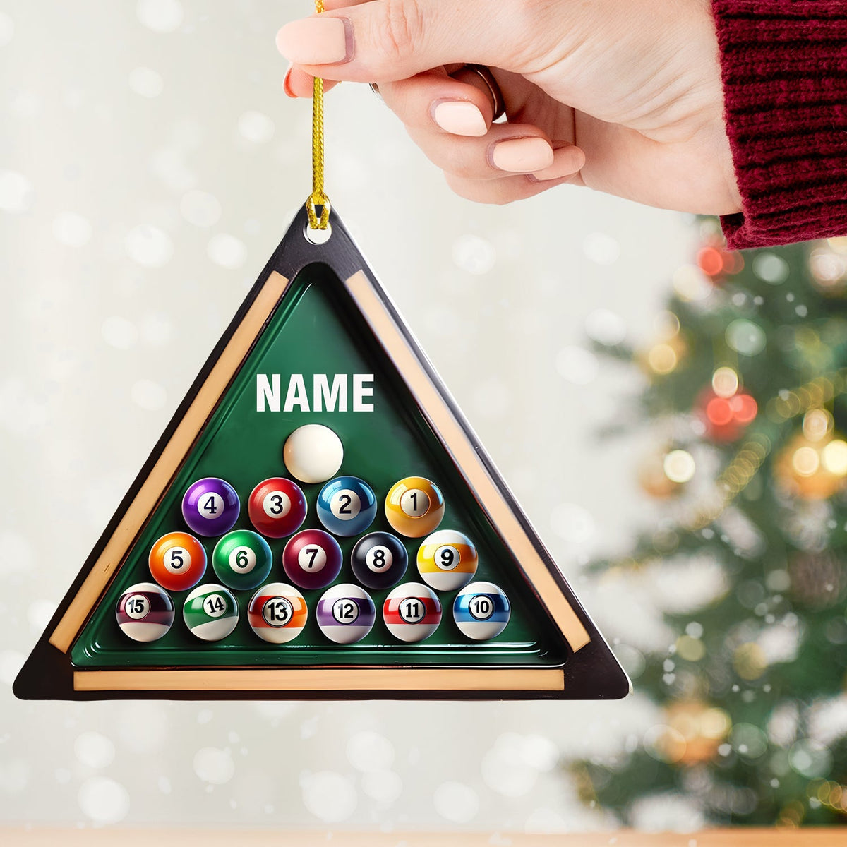 Blisscorners Pool Table Billiard Ball Christmas Ornament, Personalized Ornament2D Flat LM2211