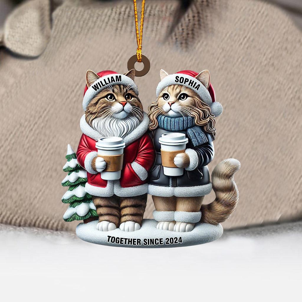 Blisscorners Couple Cats Home Decor Christmas Ornament, Personalized Ornament2D Flat LM2211