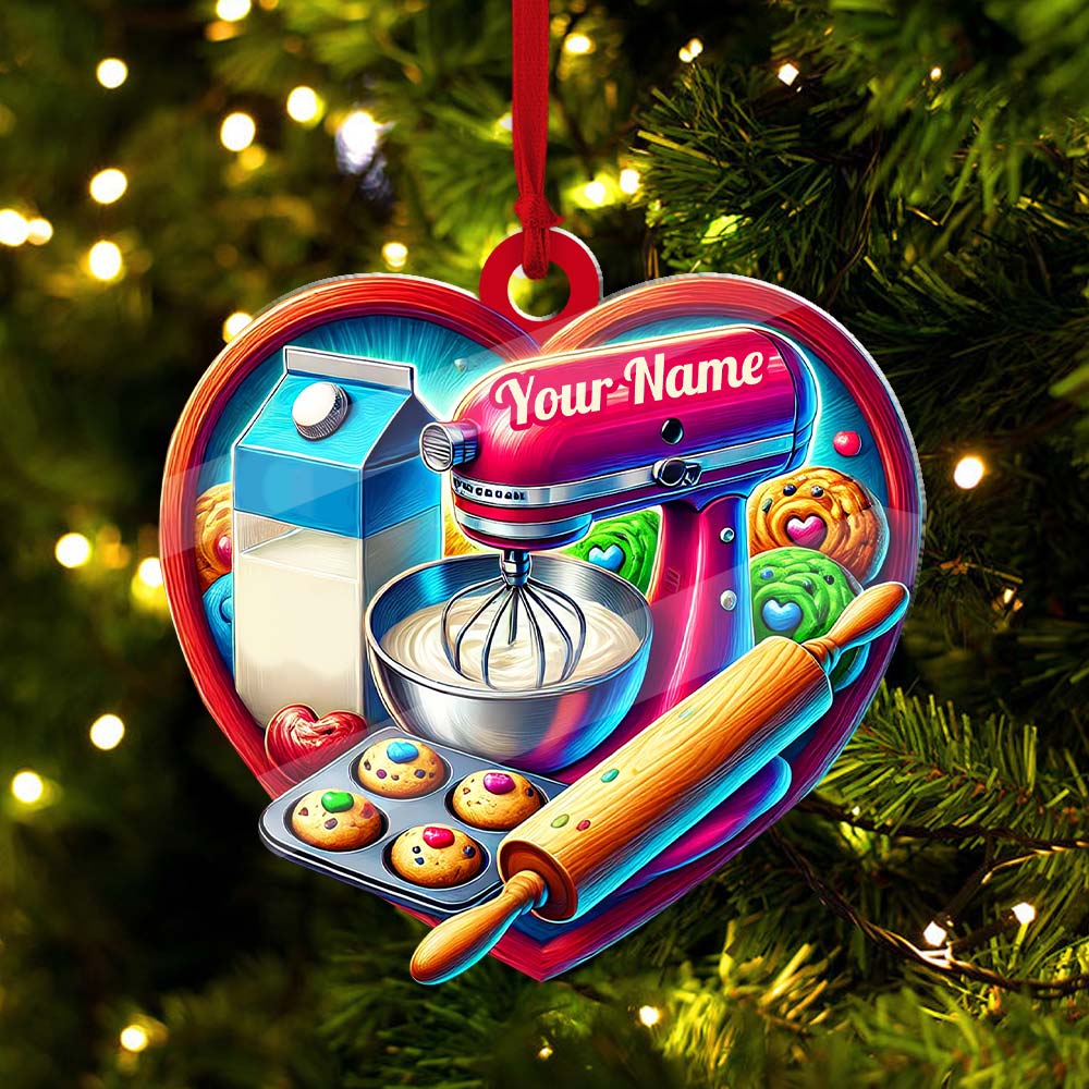 Blisscorners Custom Name Ornament, Baker Heart2D Flat LM2211