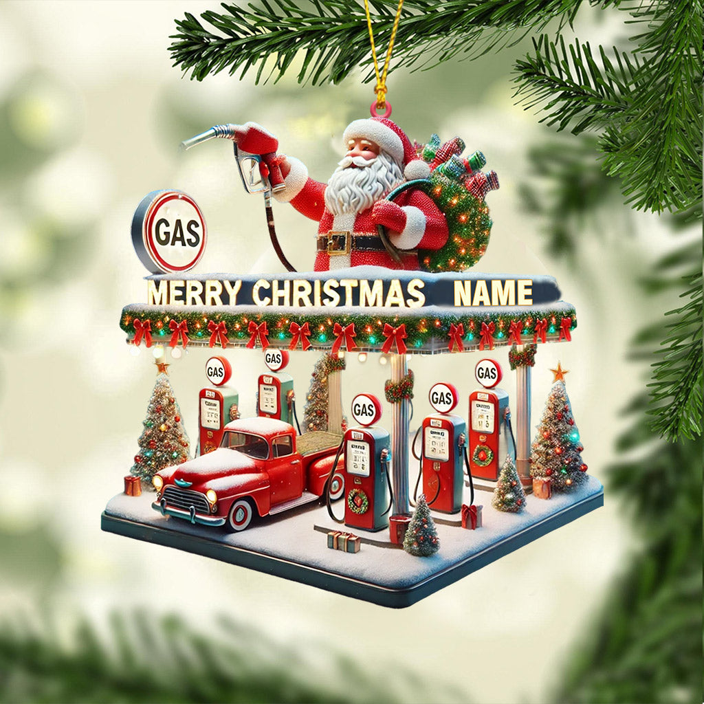 Blisscorners Gas Station Merry Christmas Ornament, Personalized Ornament2D Flat LM2211