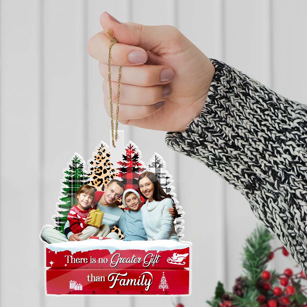 Blisscorners There Is No Greater Gift Than Family - Custom Photo, Personalized Acrylic Ornament - Gift For Christmas, Family Gift2D Flat LM2111