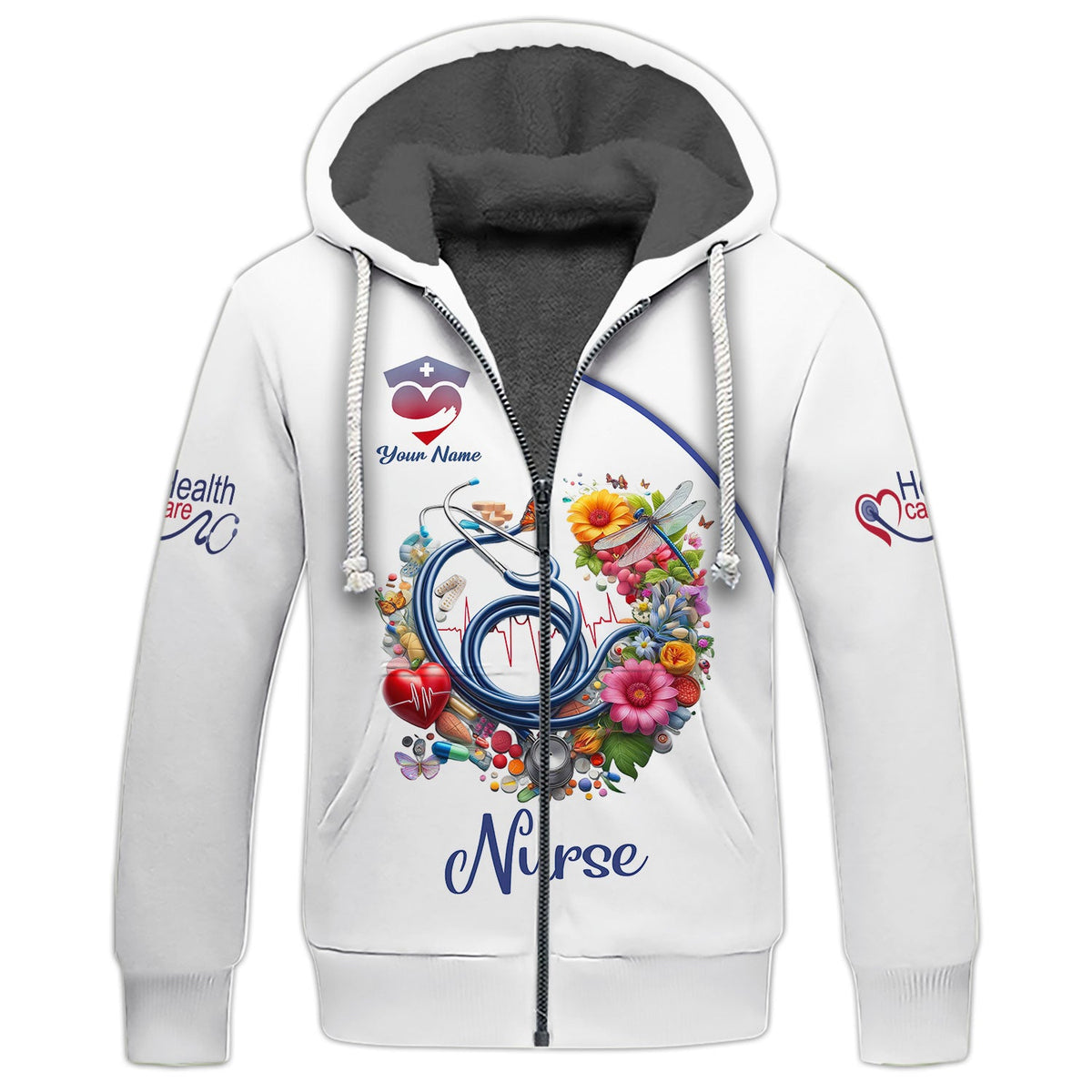 Blisscorners Personalized Nurse Shirts - Colorful Medical Elements Design for Healthcare Professionals