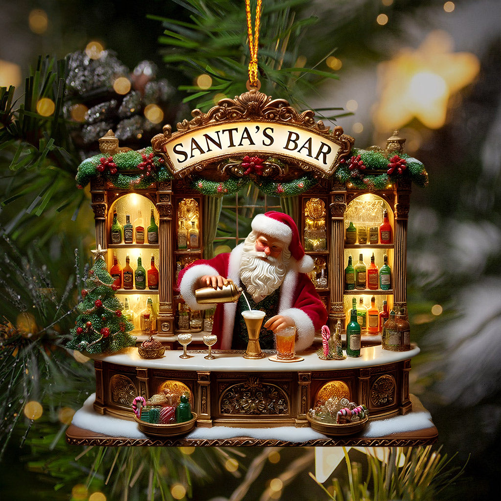 Blisscorners Santa's Bar Christmas Ornament, Bartender Ornament, Personalized Ornament2D Flat LM2211