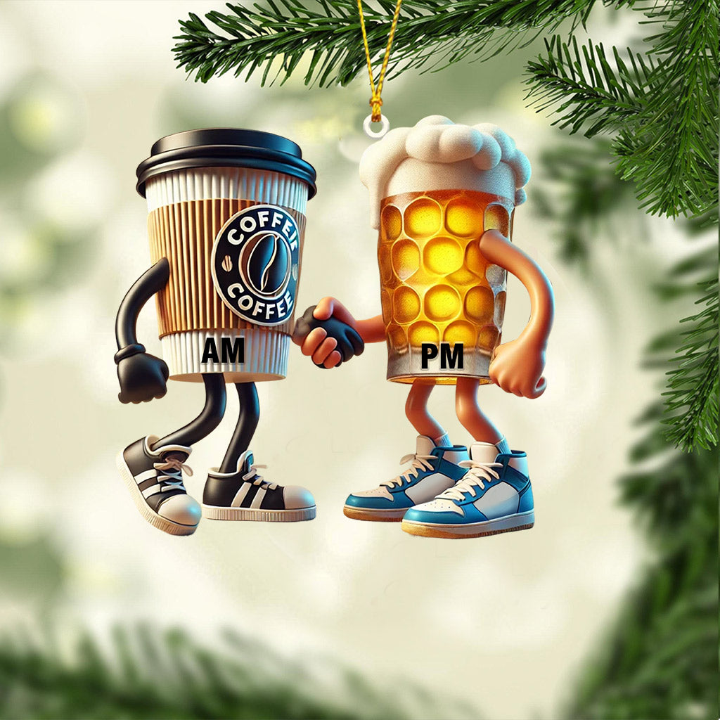 Blisscorners Beer And Coffee Couple Christmas Ornament, Personalized Ornament2D Flat LM2211