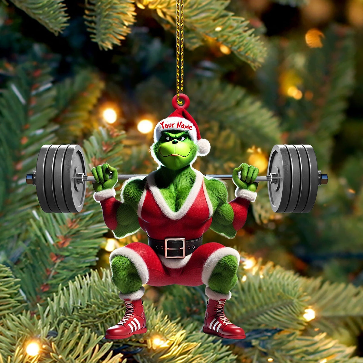 Blisscorners ELF Weightlifting Christmas Ornament, Personalized Ornament2D Flat LM2211