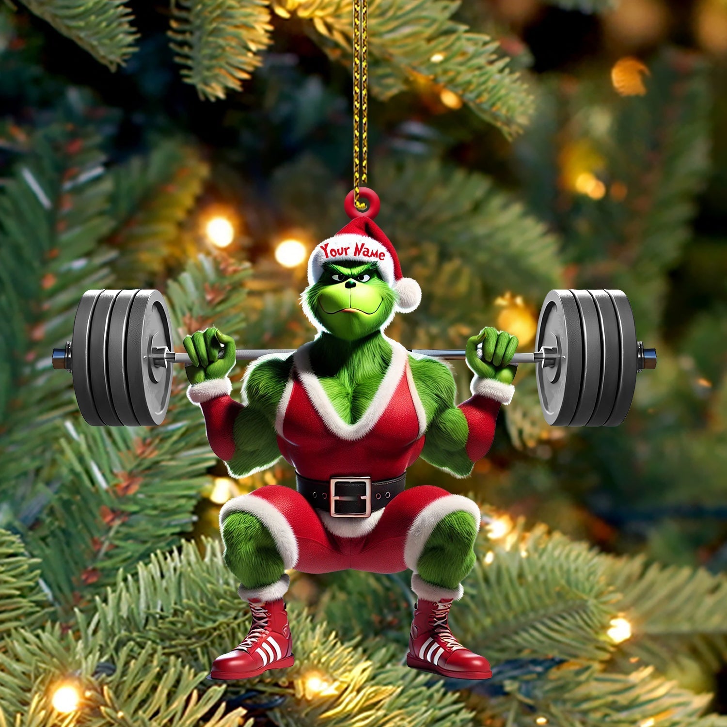 Blisscorners ELF Weightlifting Christmas Ornament, Personalized Ornament2D Flat LM2211