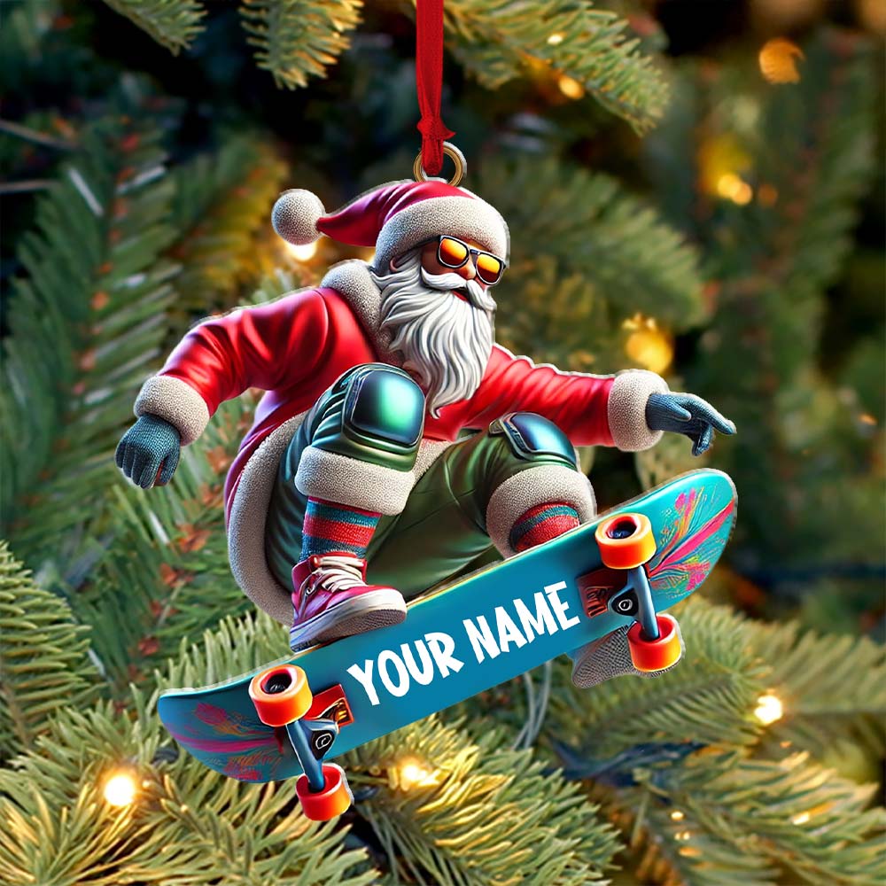 Blisscorners Skateboarding Santa Christmas Ornament, Personalized Ornament2D Flat LM2211