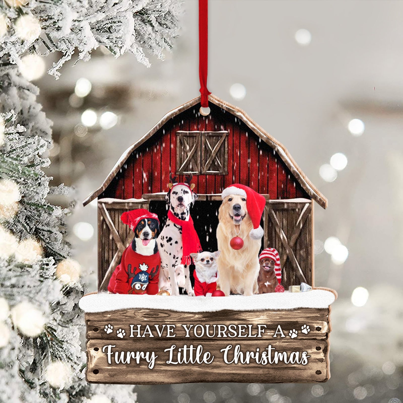 Blisscorners Pet House Christmas, Custom Photo And Quote - Personalized Custom Shaped Wooden Ornament - Gift For Pet Lover, Christmas Gift2D Flat LM2111